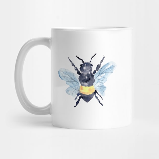 Watercolor Bee Pollinators with florals by Harpleydesign